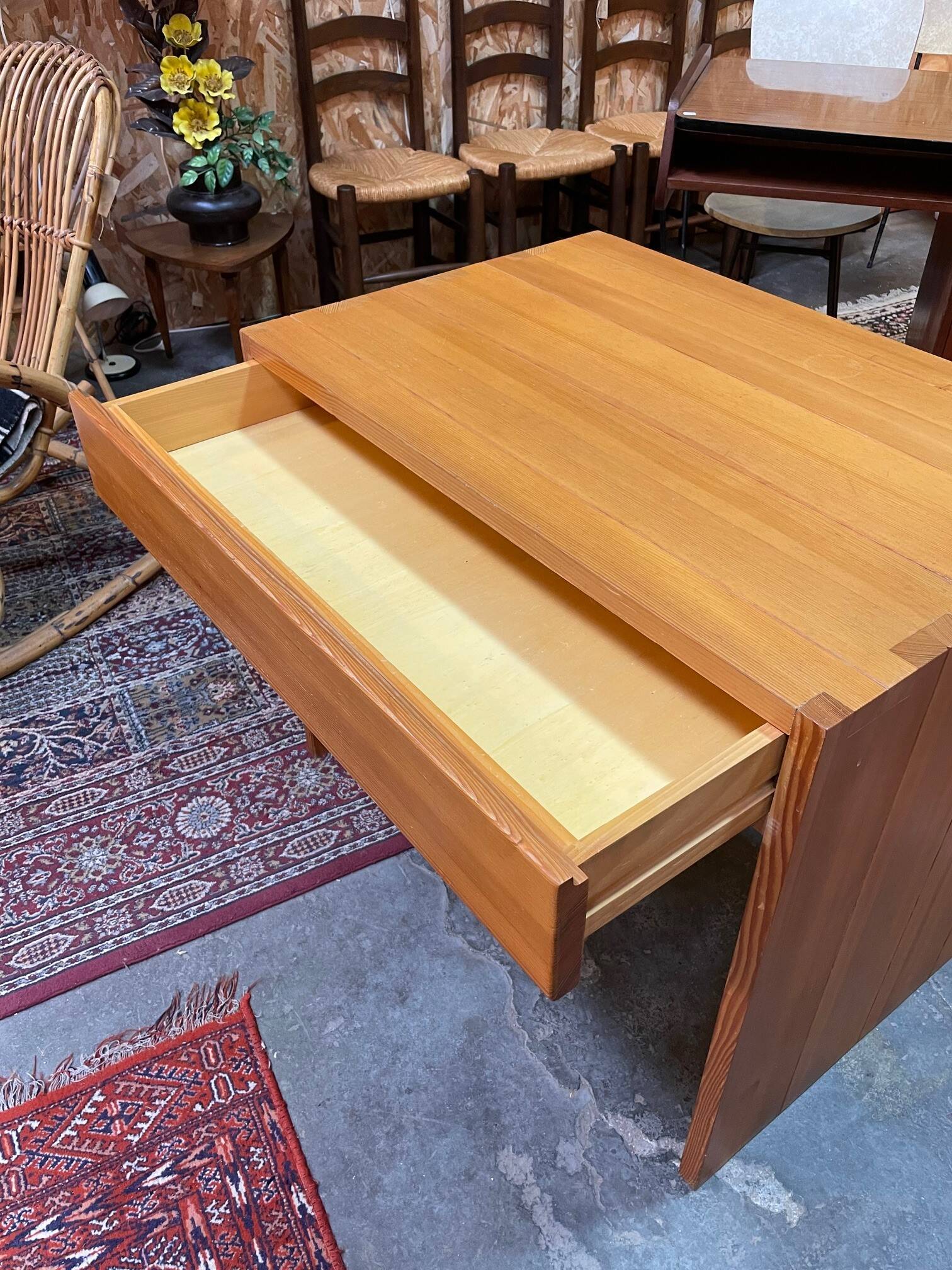 Vintage pine desk by Roland Haeusler for Maison Regain