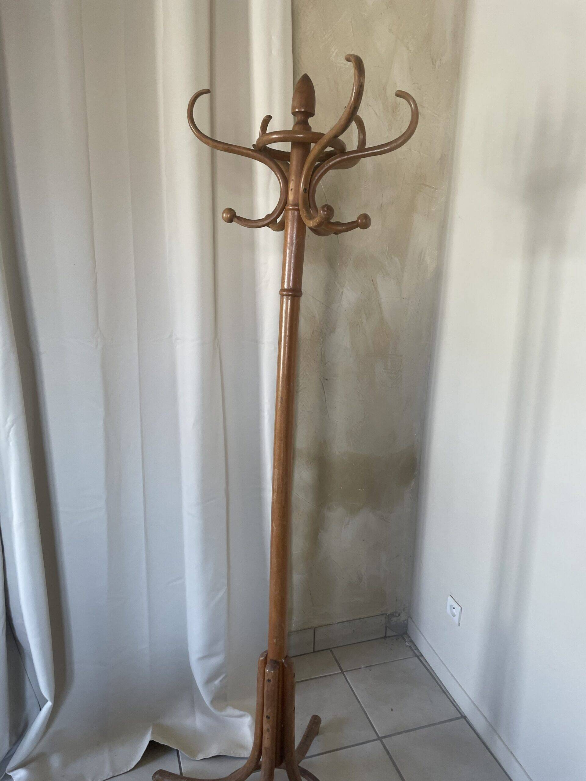 Curved wooden parrot coat rack by Baumann