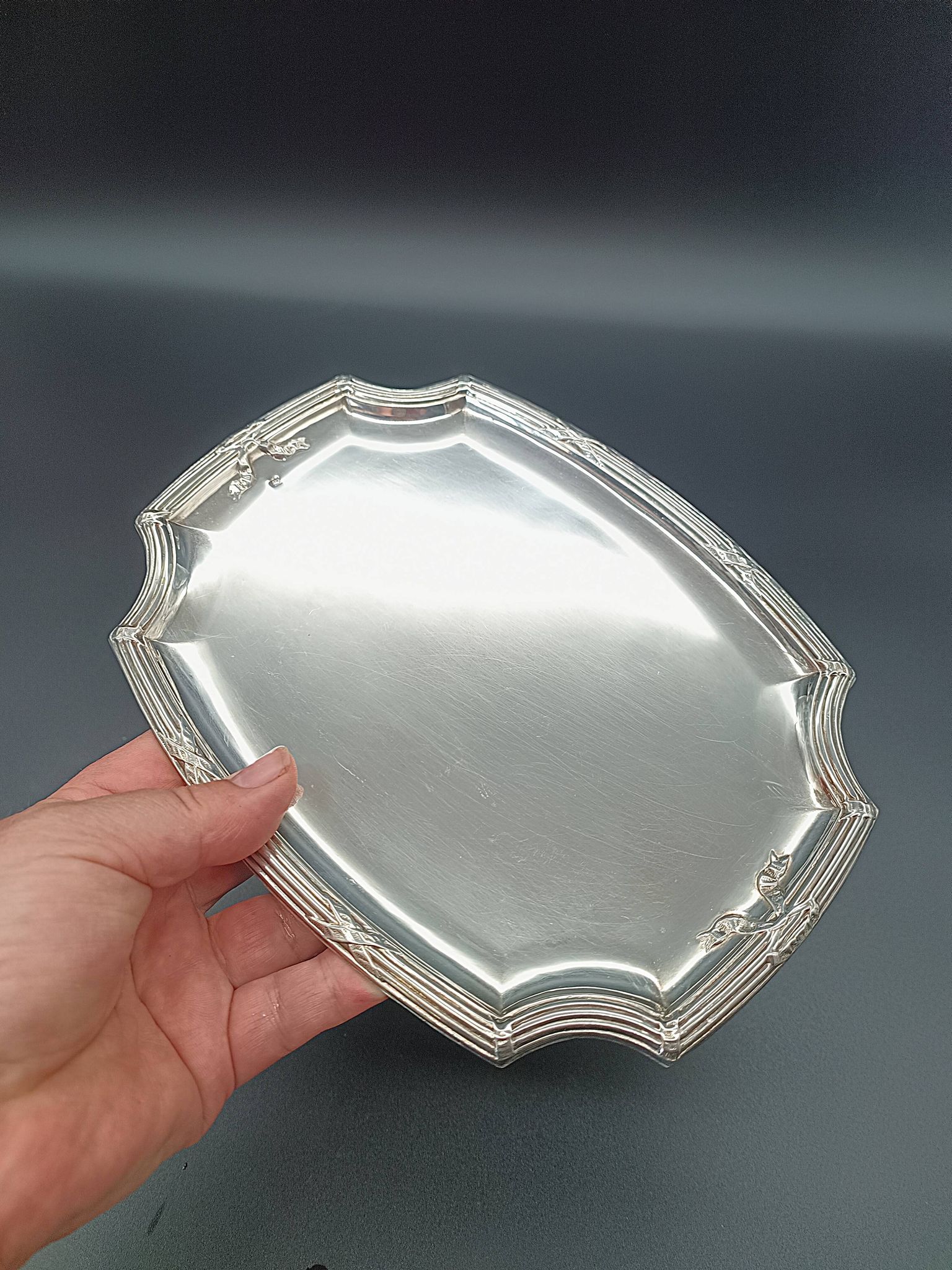 Refined small serving tray or rectangular catch-all with rounded corners.