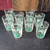 Vintage silkscreened lily of the valley motif liqueur set, 1940/50