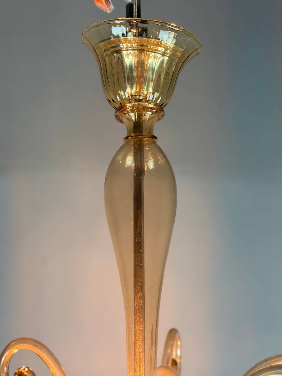 Lustre vénitien en verre de Murano mordoré, vers 1940