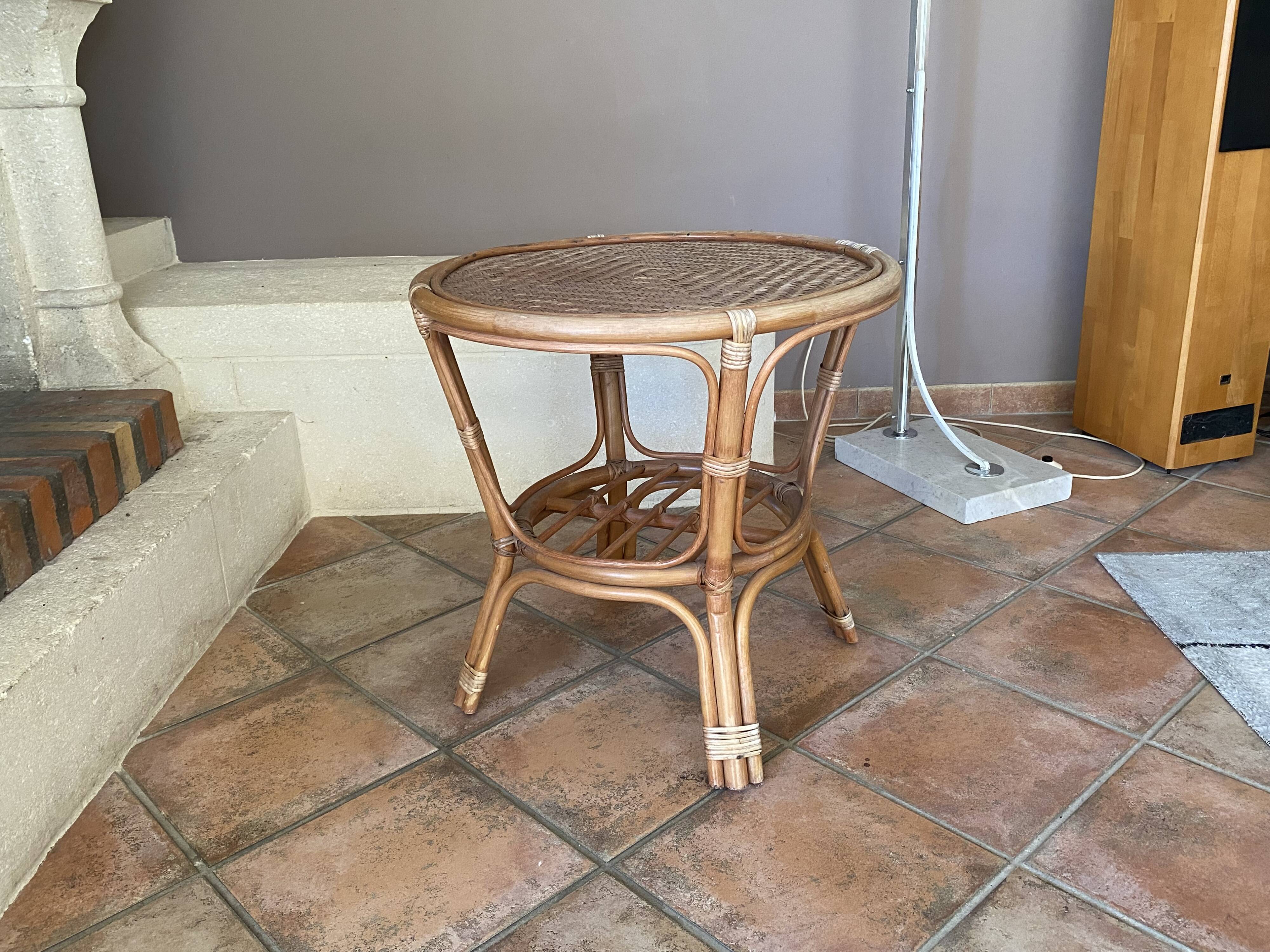 Arched rattan table and caning 1970