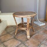 Arched rattan table and caning 1970