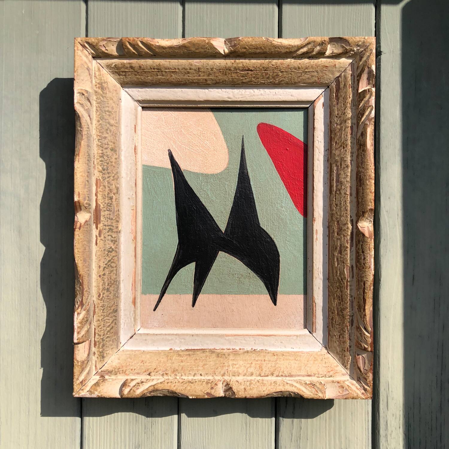 Abstract painting on wood panel