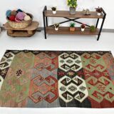 Red Blue Geometric Kilim Rug 112x207Cm SK 35319