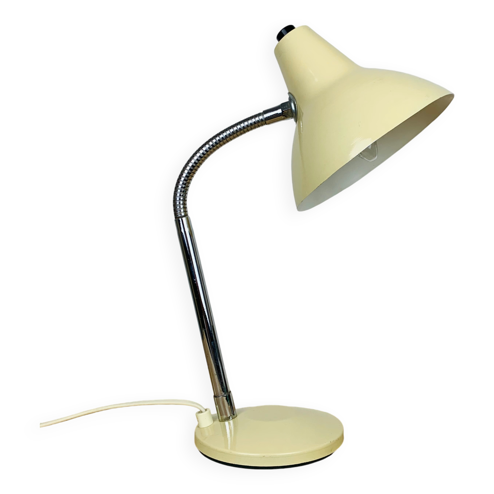 Lampe de bureau en métal beige, années 60