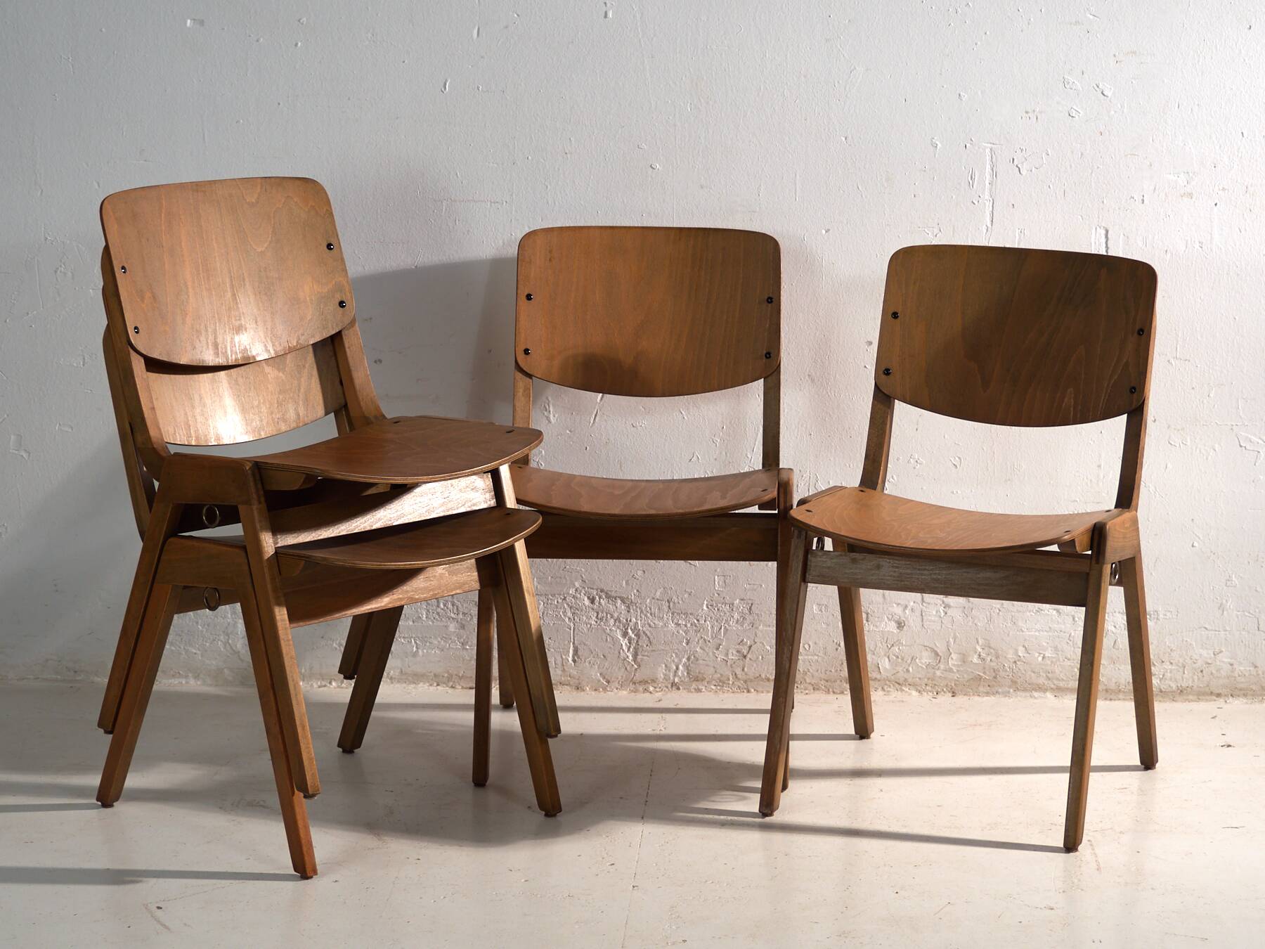 Vintage Thonet dining chairs (c.1950). Set of 4 pieces.