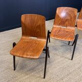 Set of 4 Galvanitas S22 oak chairs Netherlands 70s