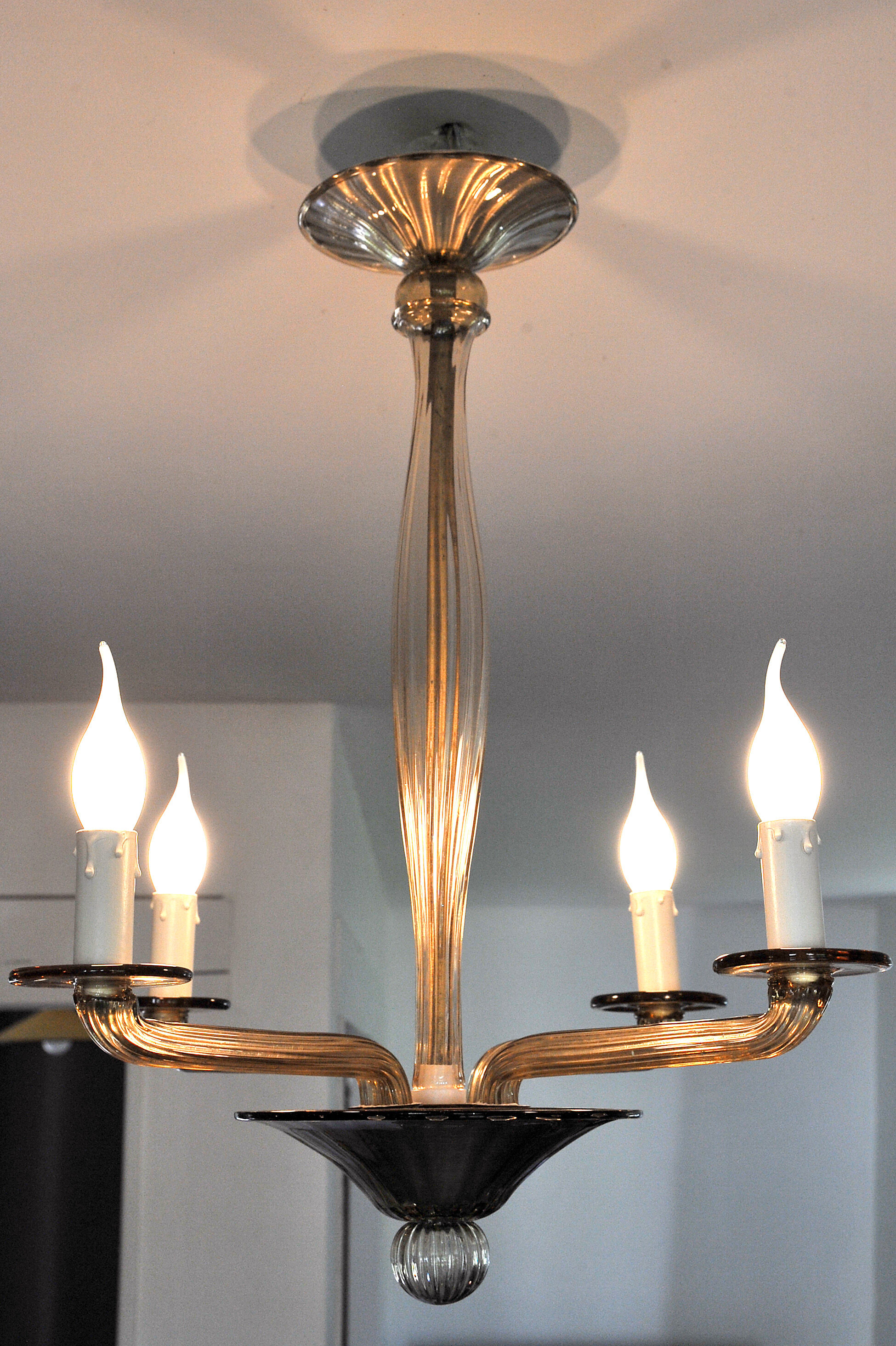 Smoked glass chandelier by Bucella Murano, 1940