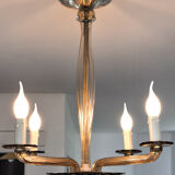 Smoked glass chandelier by Bucella Murano, 1940