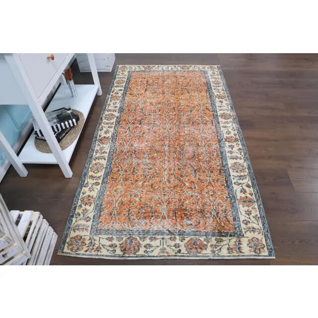 1970s Vintage Turkish Hand-Knotted Area Rug 110x200