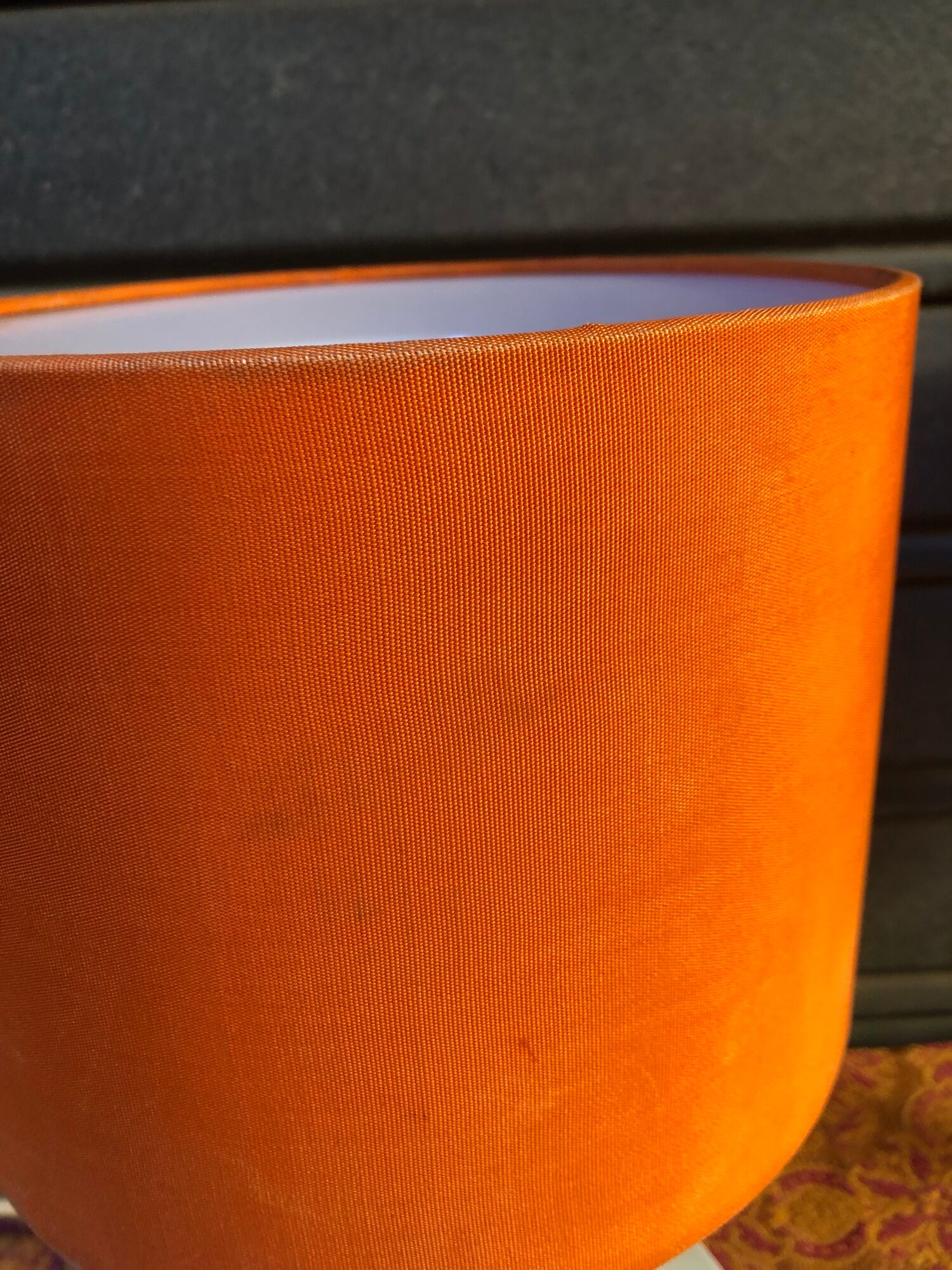 Pair of lamps 1970s Earthenware Rosenthal lampshade orange