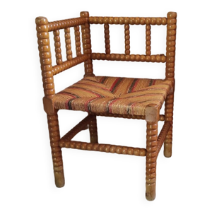 Chaise d'angle paillée - bois clair