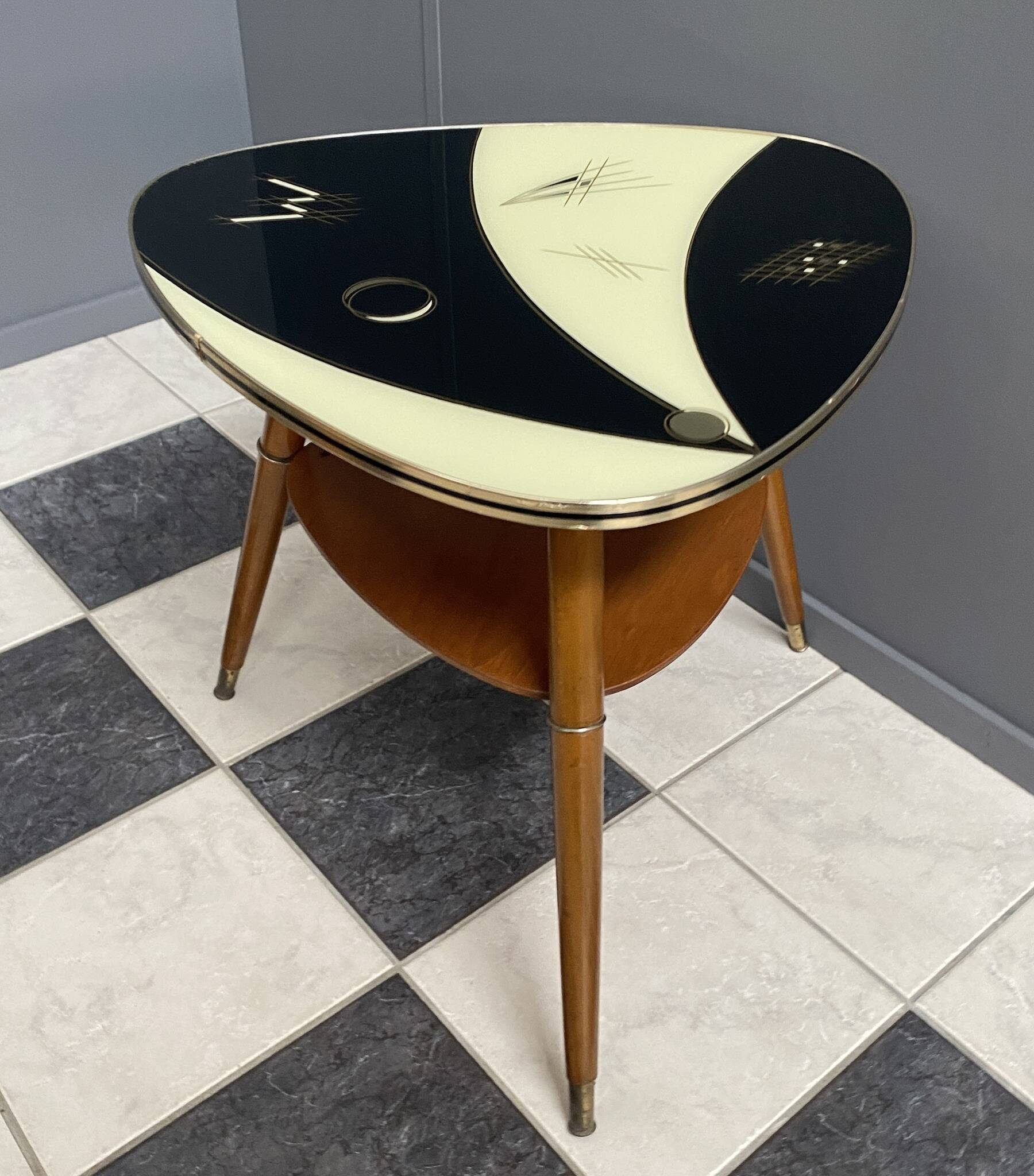 Triangular glass table from the 1960s