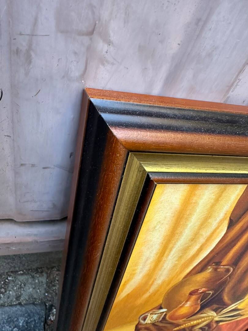Still life tableau, monogrammed NL 37x45 cm, wood & gold frame, 1970.