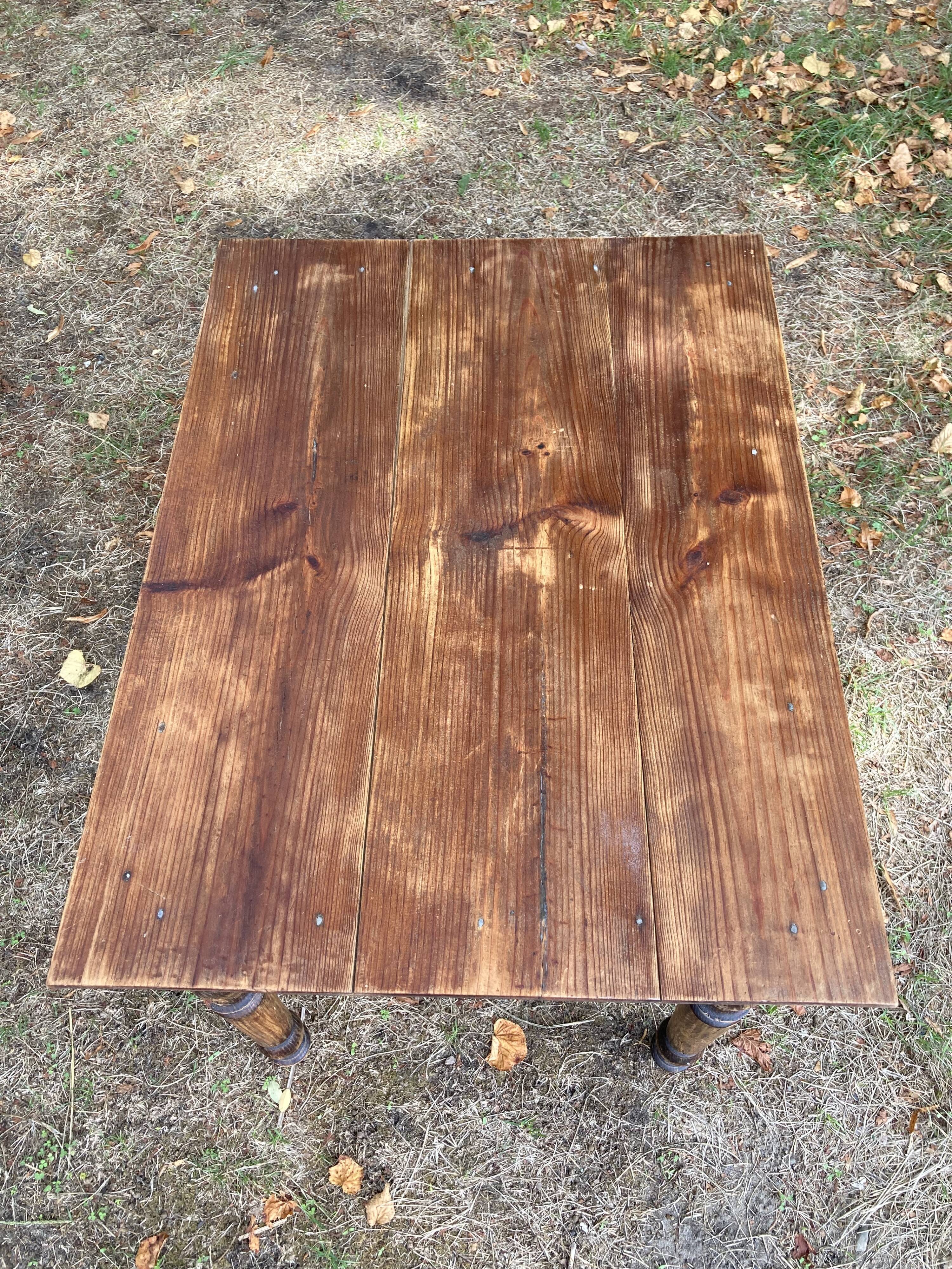 Farmhouse table 80x59cm XIXth century wooden with drawer
