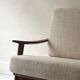Scandinavian armchair in wood, Pierre Frey fabric, refurbished, Denmark 1950.