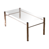 Chrome and smoked glass coffee table - Yves Boutboul, 1970s design