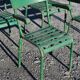 4 stackable garden armchairs wooden slats and metal tubes from the 50s