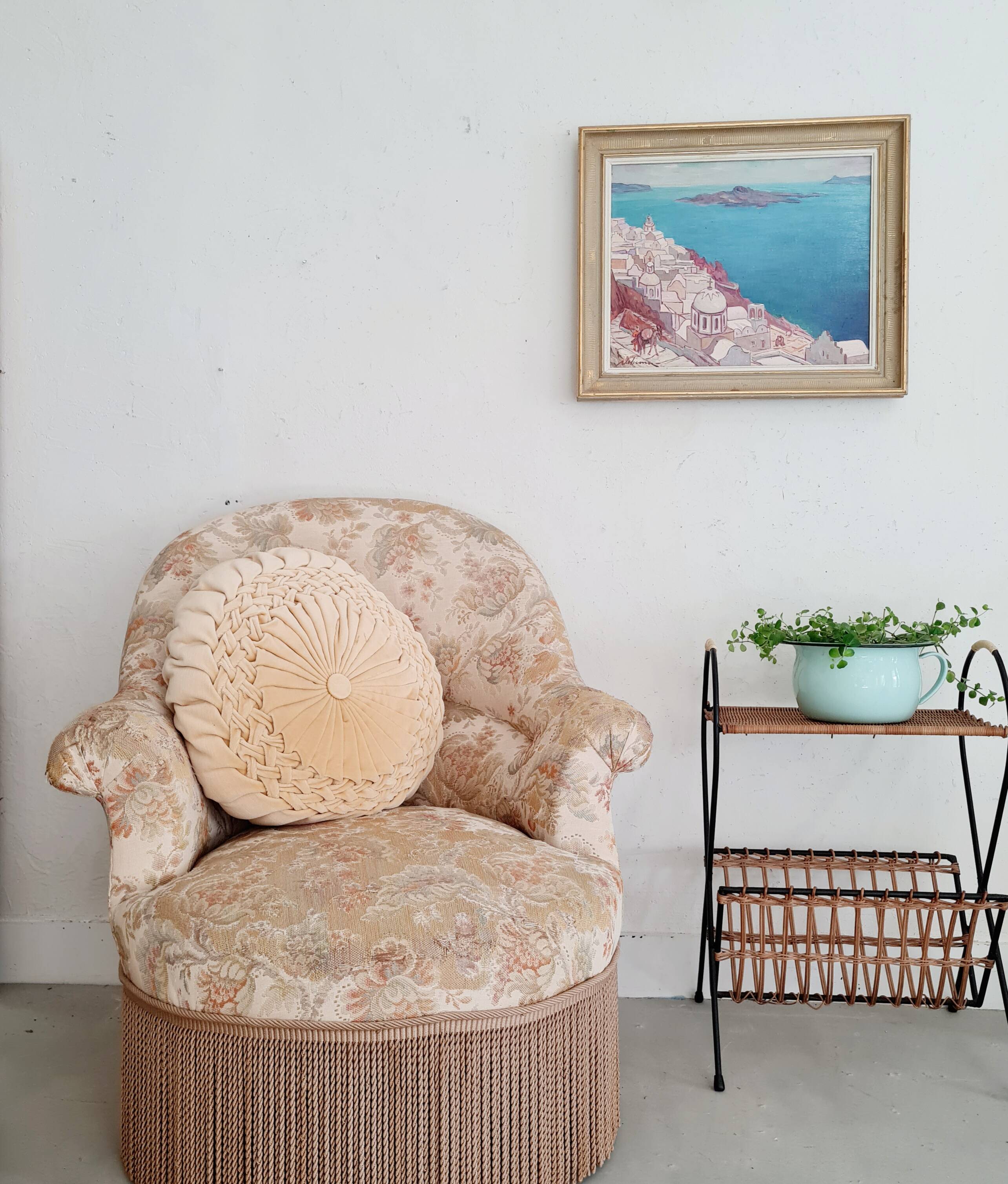 Old painting - old landscape oil painting - golden frame