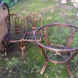 Rattan table with 2 chairs
