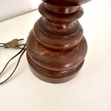 Turned wood and velvet lamp