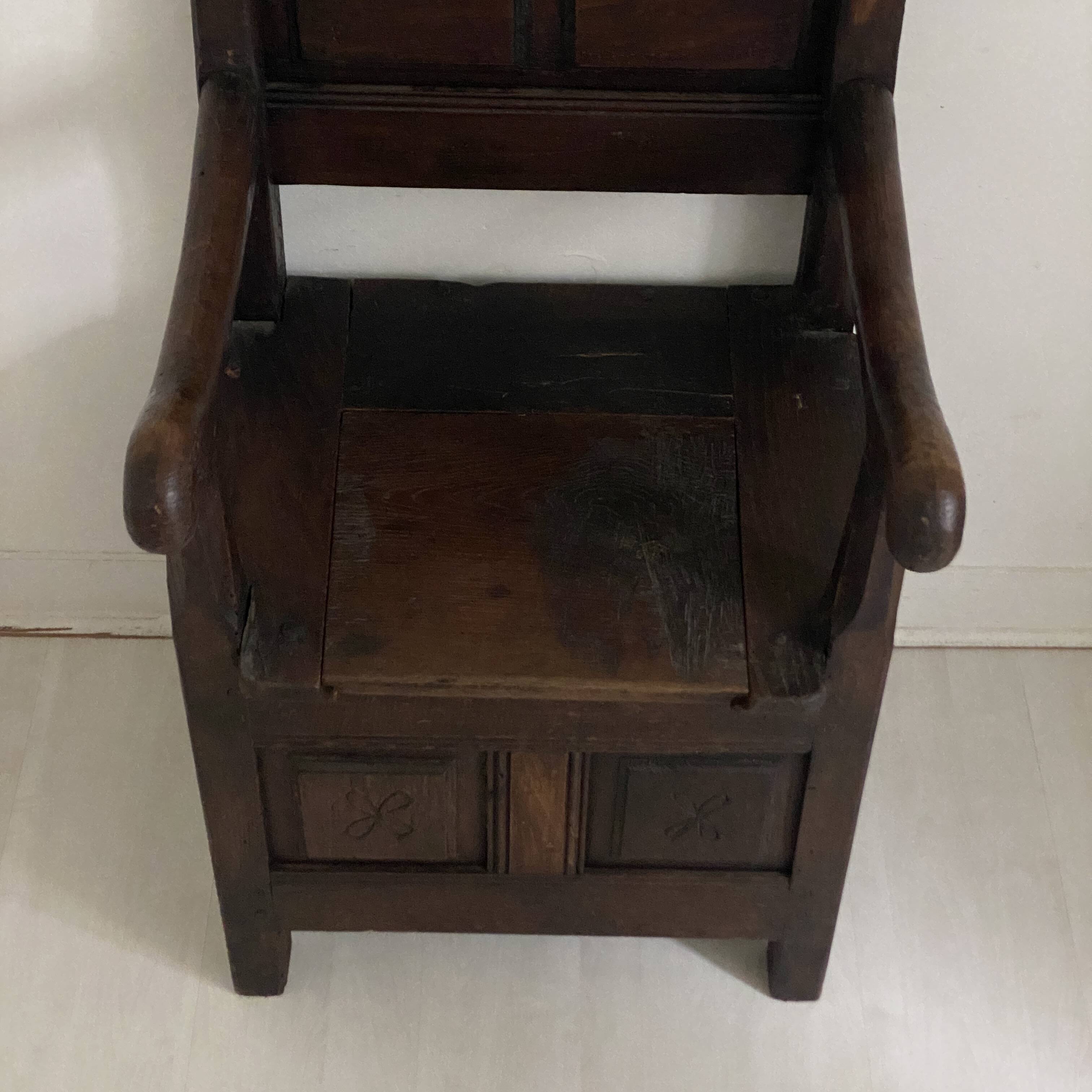 18th century solid oak chest armchair