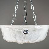 1980s Murano Ice-Textured Opalescent Glass Plafonnier Lamp by Effetre