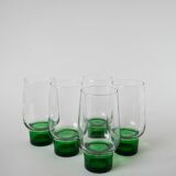Set of 5 Long Drink Design glasses with green legs, 1970