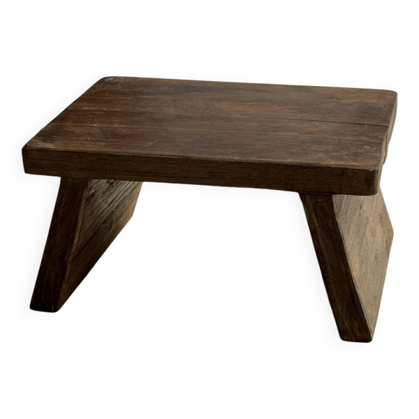 Petit stool, tabouret d'appoint en teck ancien, repose-pied indonésien H15