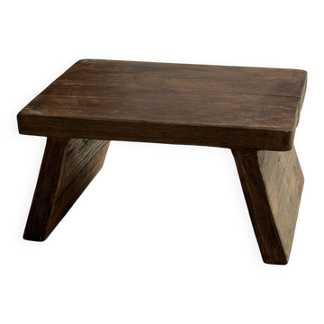 Petit stool, tabouret d'appoint en teck ancien, repose-pied indonésien H15