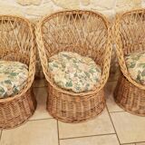 Salon enfant en rotin vintage