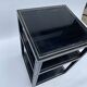 1970s Pierre Vandel Two Tiered Black Glass Side Lamp Table Hollywood Regenc