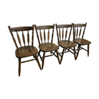 Ensemble de quatre chaises bistrot à barreaux