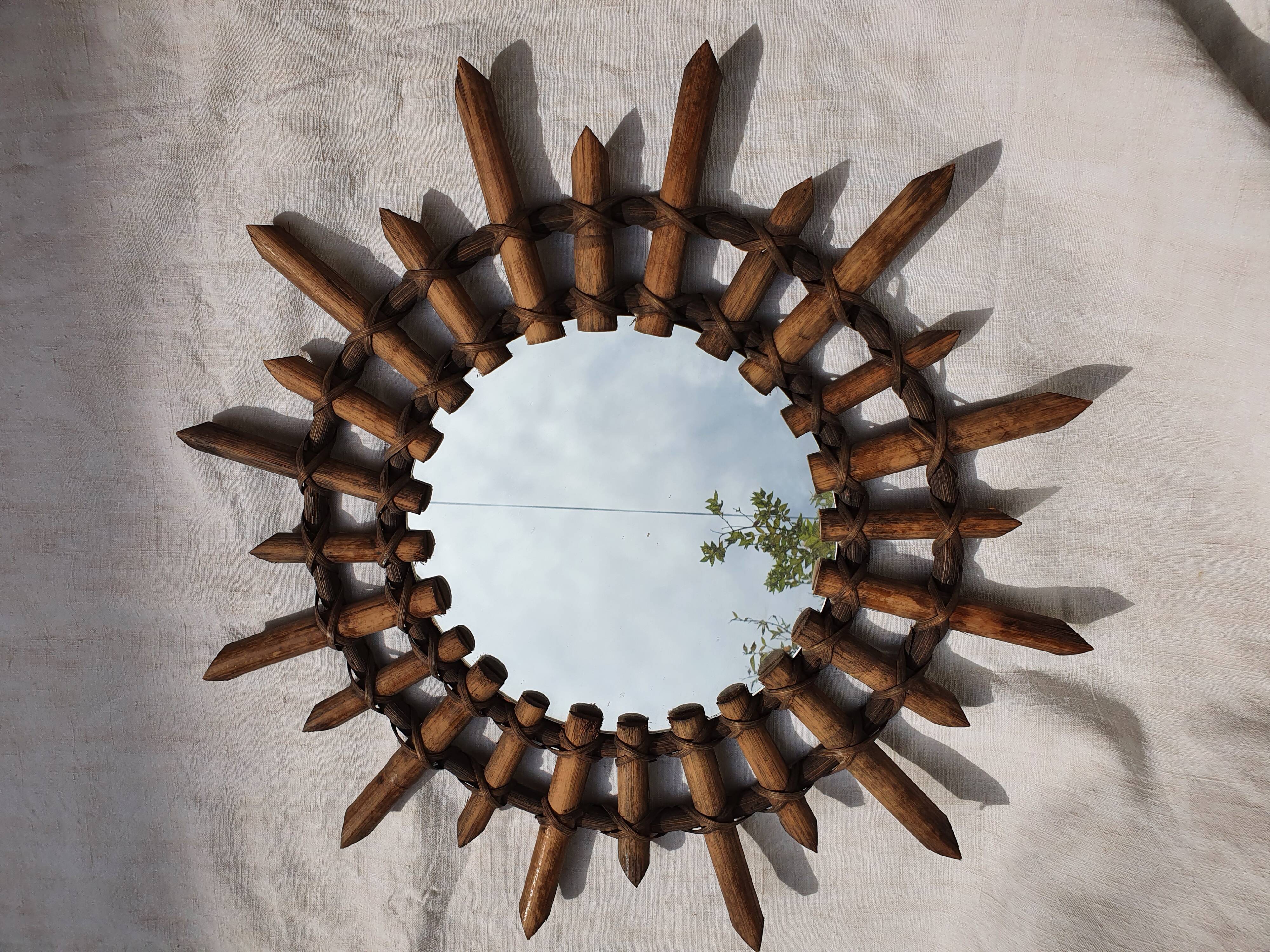 Rattan sun mirror