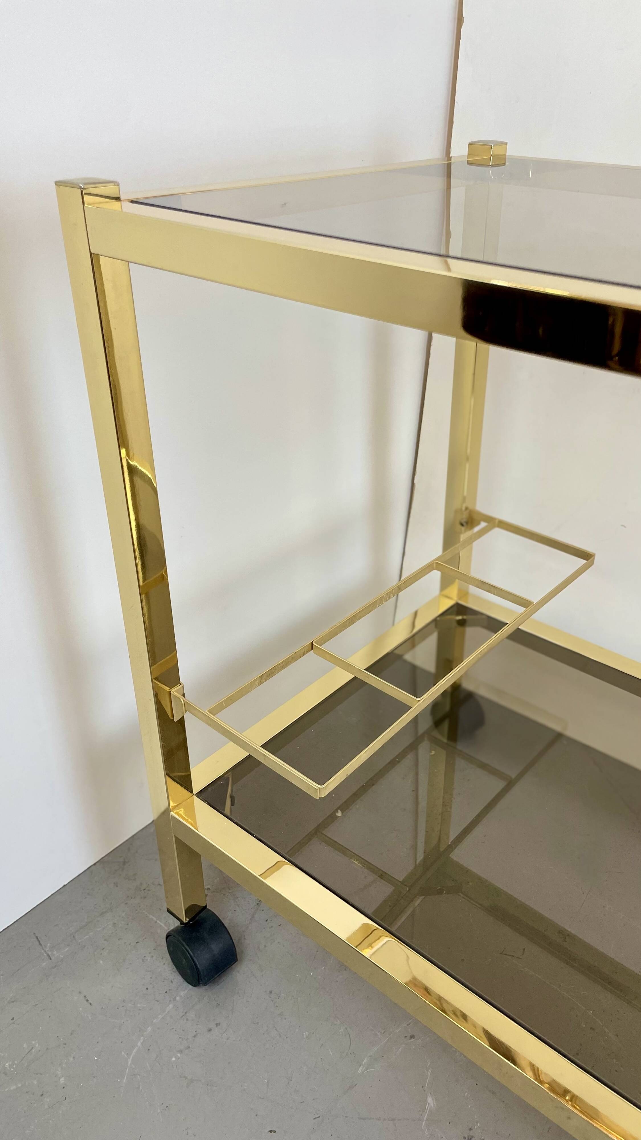 Hollywood Regency Gold Bar Cart, 1980s