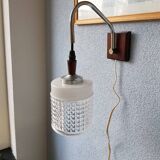 Wall lamp in wood and chrome glass 70s