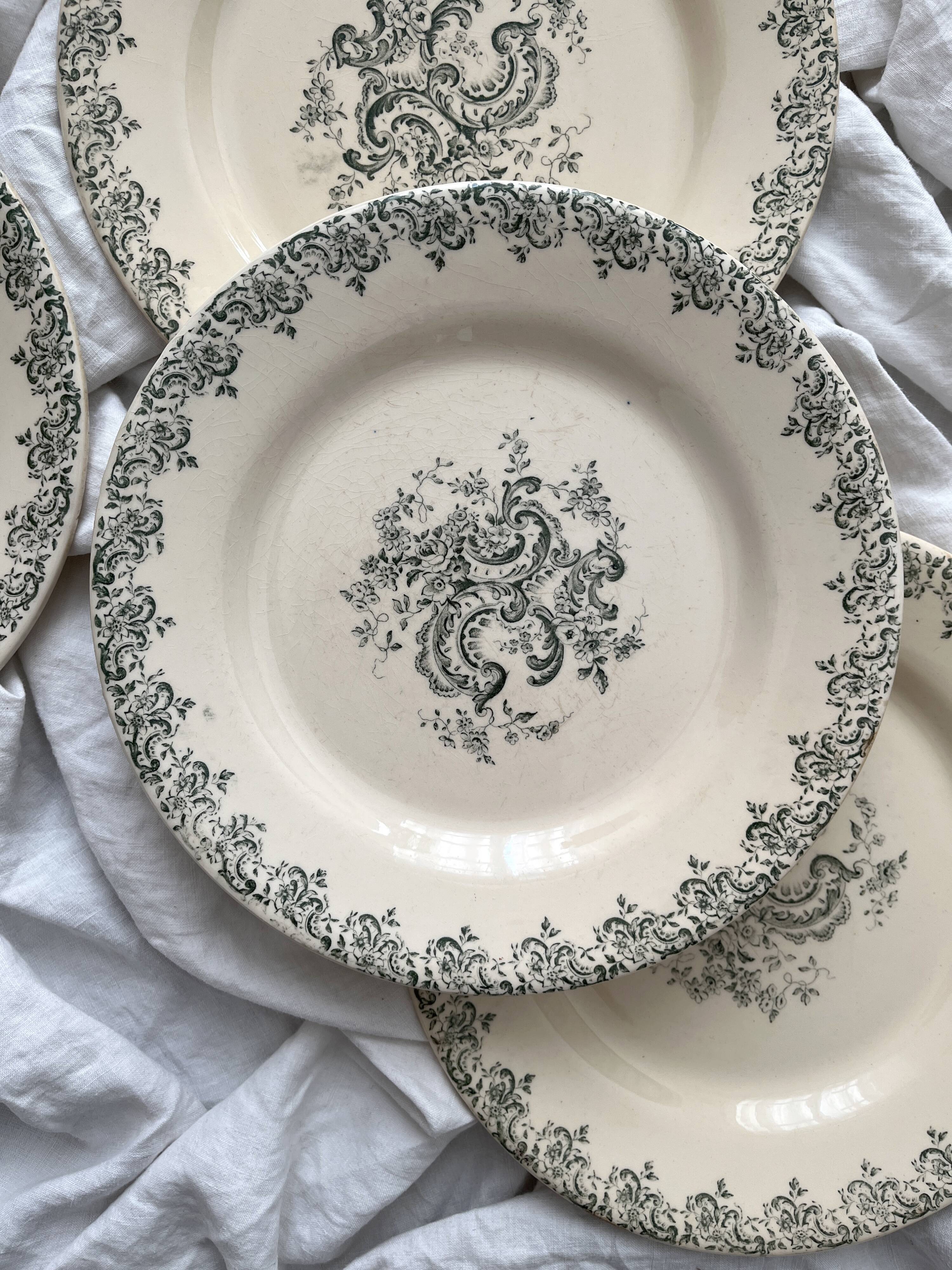 4 flat ironware plates "Louis XV" Gien 19th century