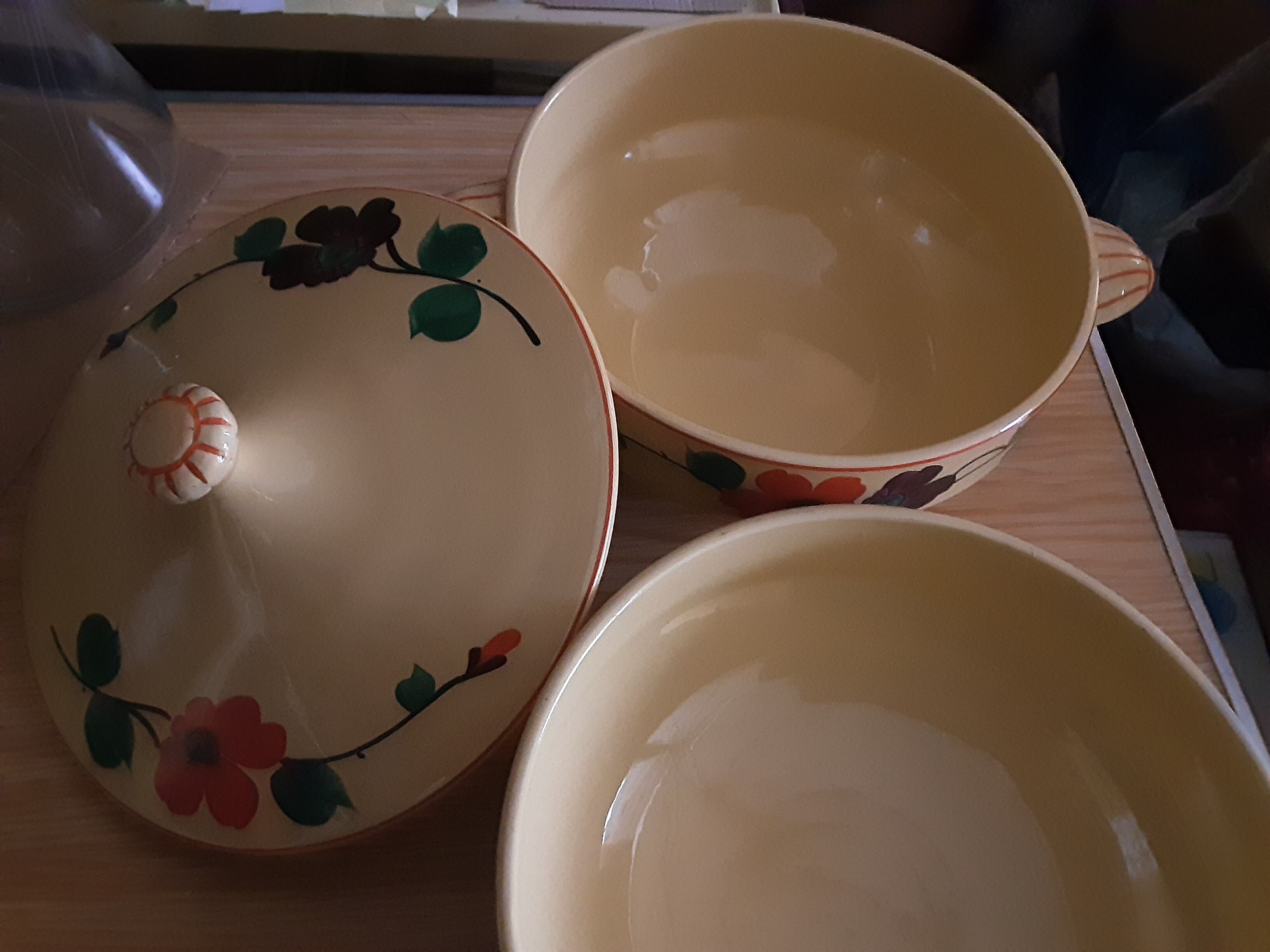 Soupiere and salad bowl faience of sarreguemines model ginette