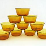 10 amber yellow tempered glass cups - Duralex France - vintage 70s