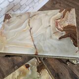 Regency style nesting tables onyx and brass