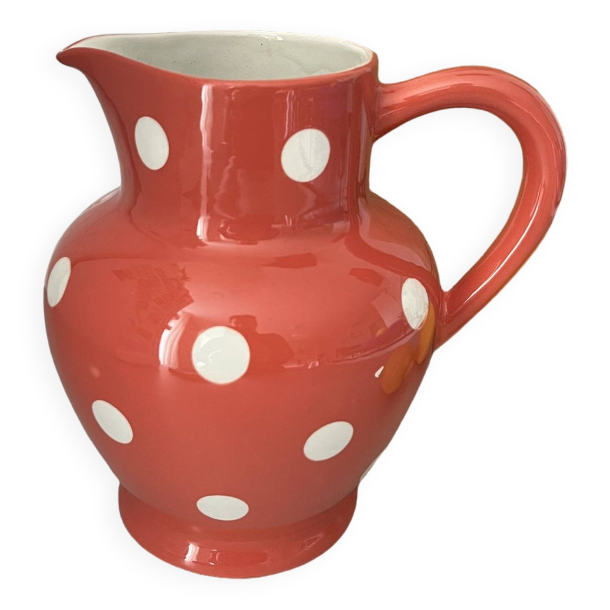 Moulin des Loups earthenware polka dot pitcher