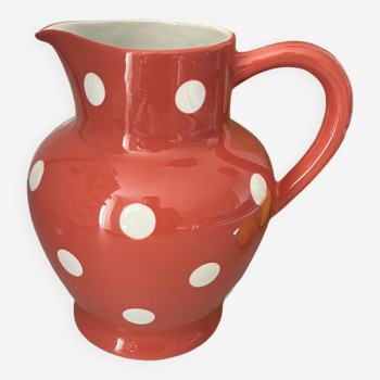 Moulin des Loups earthenware polka dot pitcher