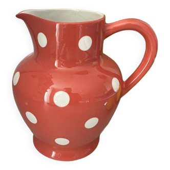 Moulin des Loups earthenware polka dot pitcher