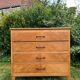 Vintage Scandinavian wooden chest of drawers with herringbone pattern - 4 drawers