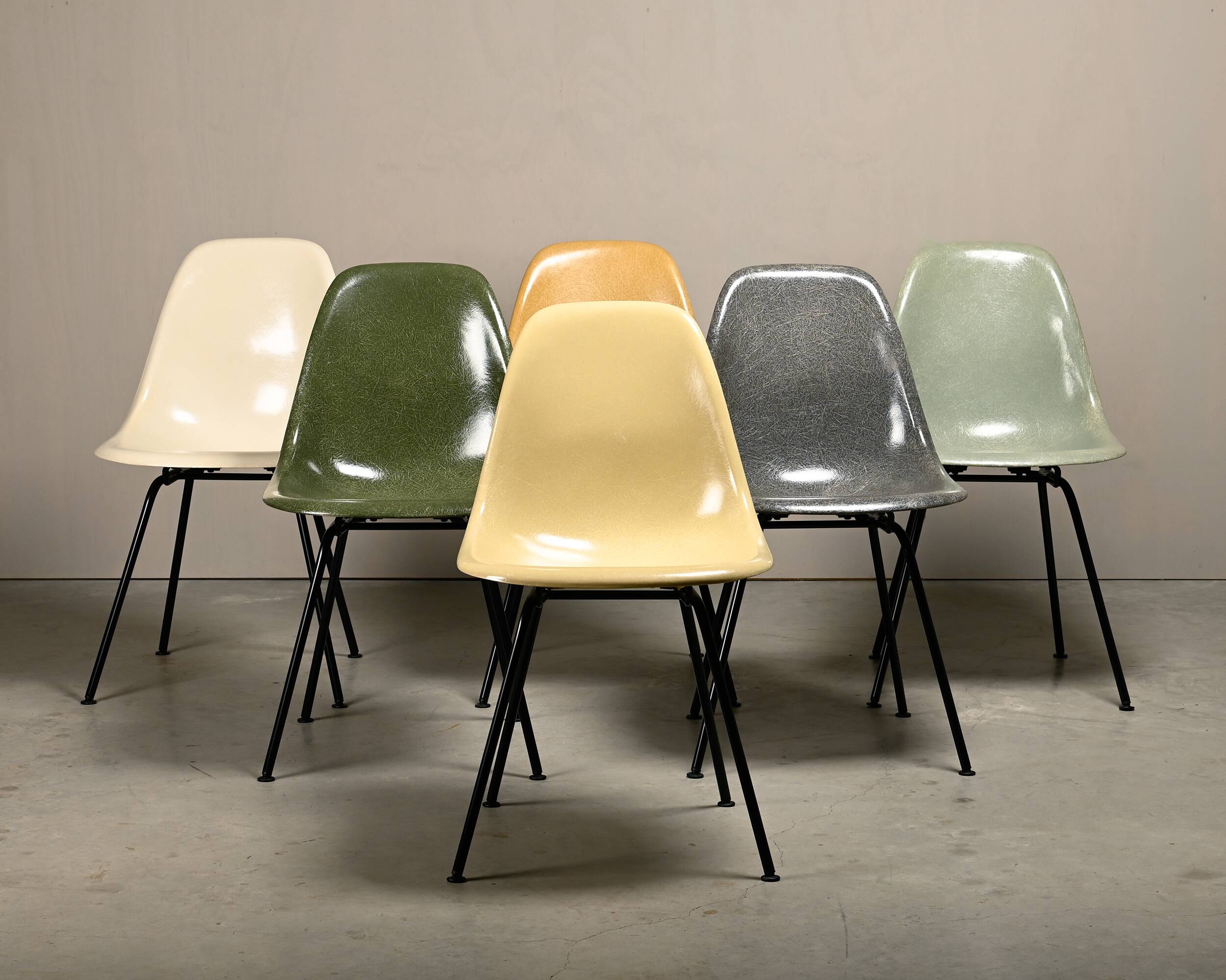 Charles & Ray Eames DSX multicolor set 6 Side Chairs for Herman Miller