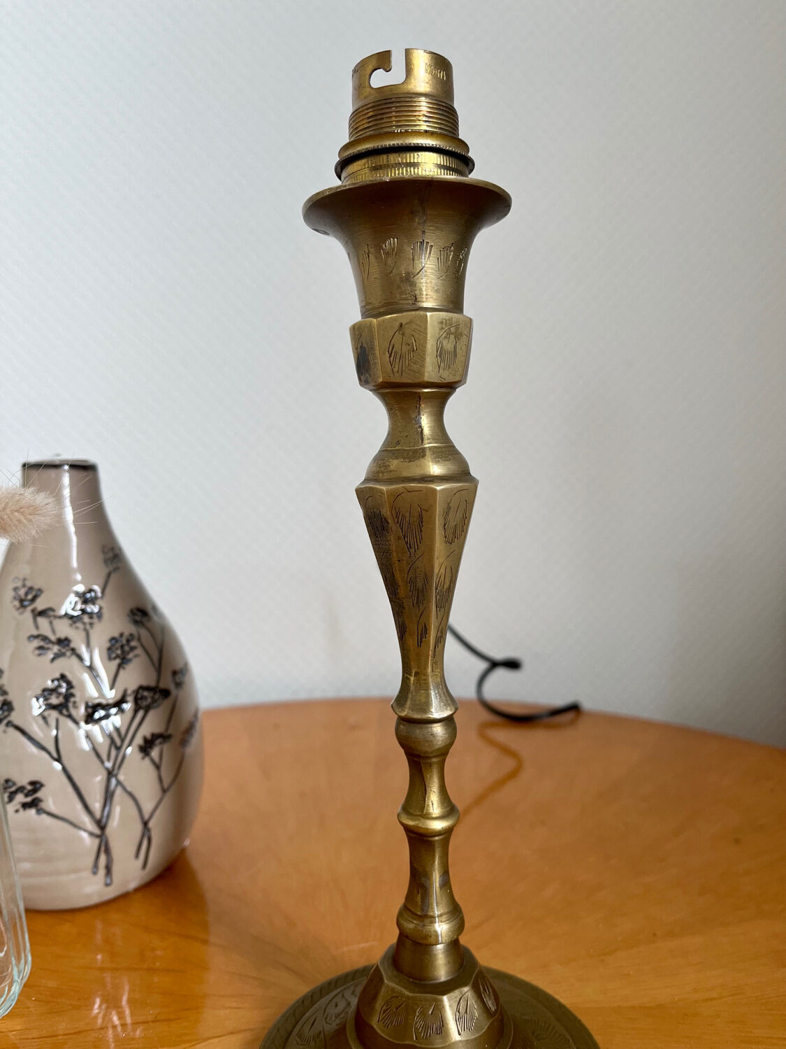 Golden brass candle holder lamp