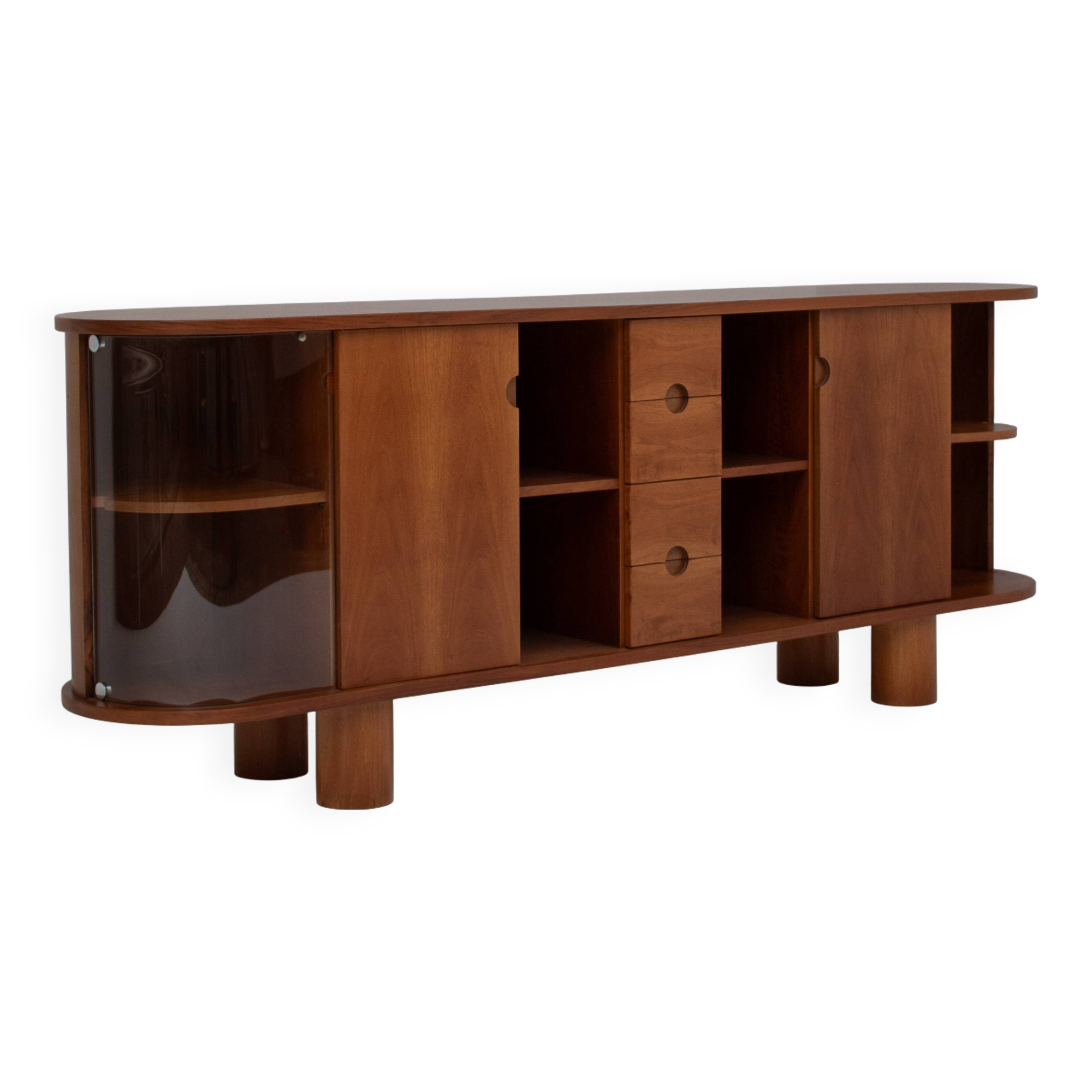 Architectural Teak Cabinet with Sculptural Legs 1970s