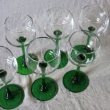 6 colored white wine glasses from Alsace in very good condition