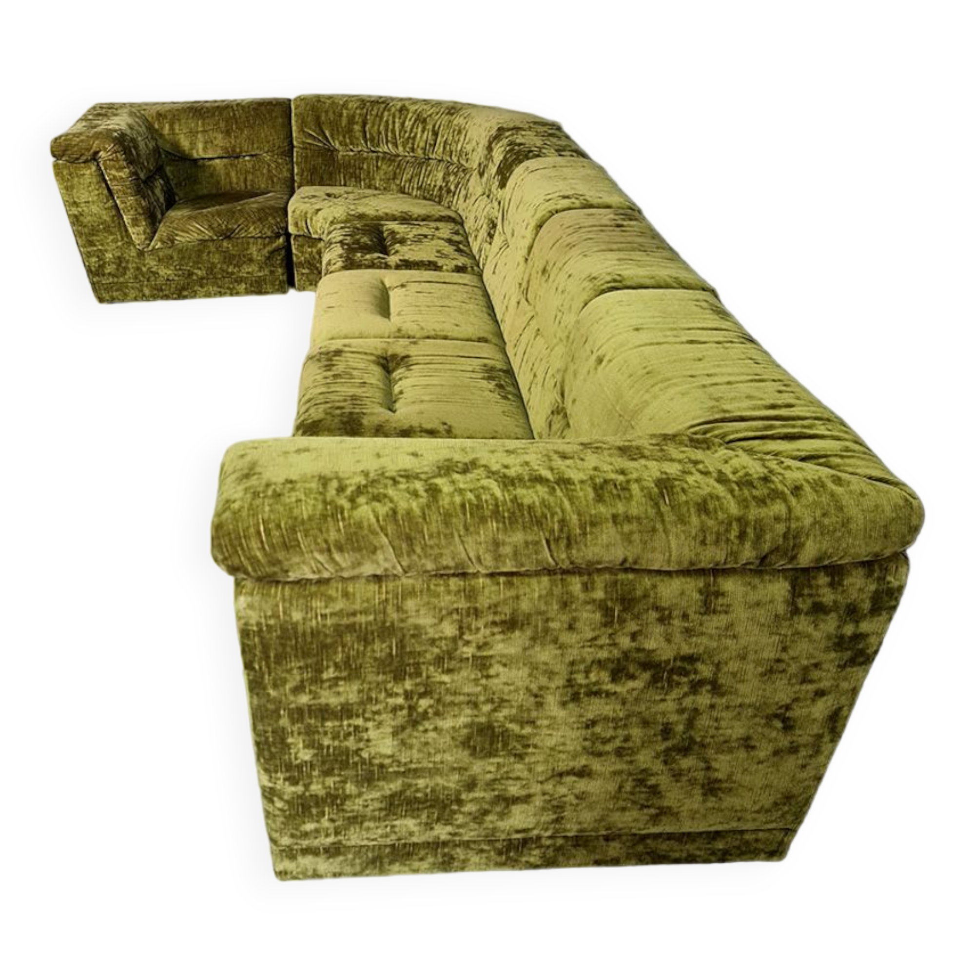 Vintage design modular sofa green velvet 'Groovy 70s'